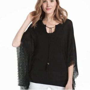 2/$30 White House Black Market Butterfly Sleeve Lace Trim Pullover Sweater #8858